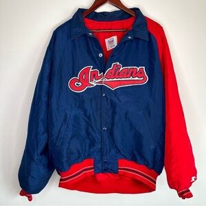 Vintage Cleveland Indians Blue Red Varsity Jacket Size XL